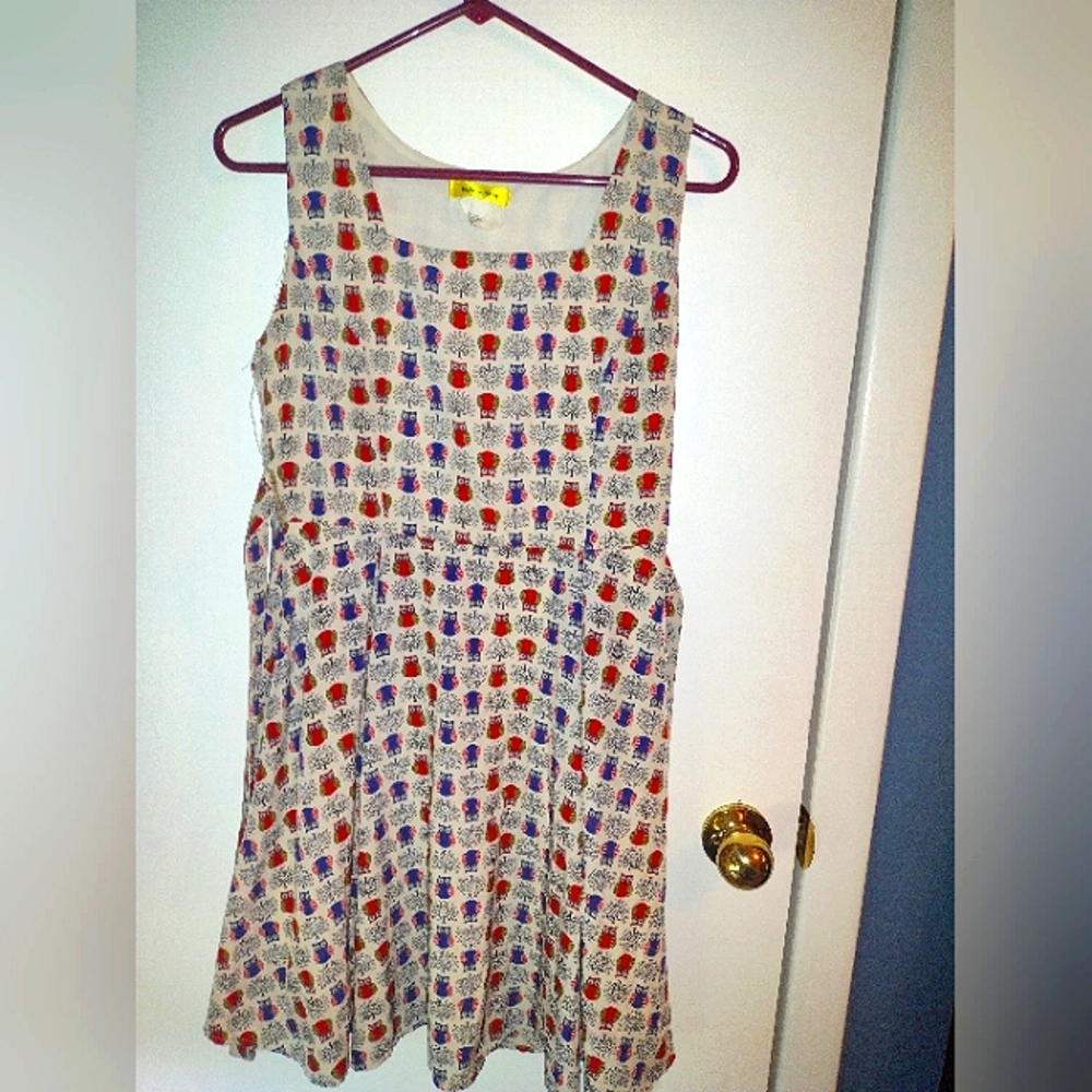 Yellow Star Medium Owl Print Dress